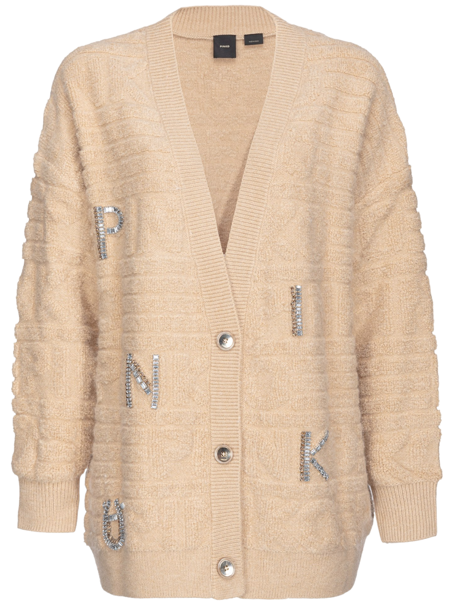 Daino Cardigan logo strass-Pinko-Maglieria-Vittorio Citro Boutique