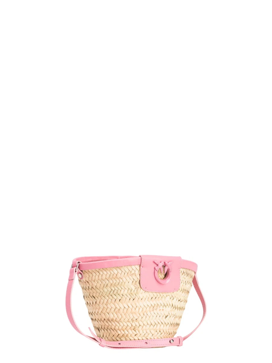 Borsa Secchiello Rafia e Pelle Love Summer-Pinko-Borse a spalla-Vittorio Citro Boutique