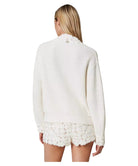 Maglia in Misto Lana con Ricamo Floreale a Crochet-Twinset-Maglieria-Vittorio Citro Boutique