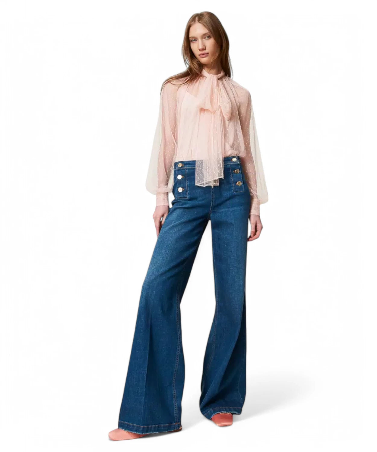 Jeans Flared Twinset con Bottoni Décor-Jeans-Twinset-Vittorio Citro Boutique