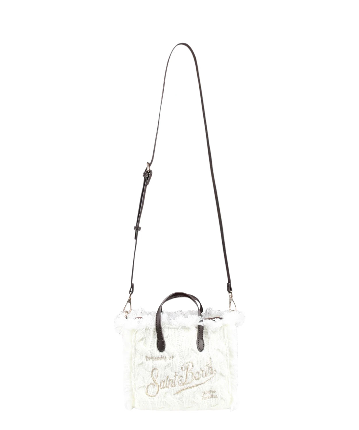 Borsa Tote Vanity Mini Bianca con Maglia Intrecciata-Mc2 Saint Barth-Borse a mano-Vittorio Citro Boutique