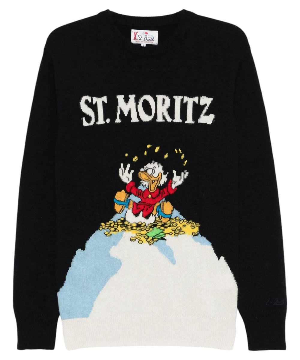 Maglione Heron x Disney Blu Notte con Motivo Jacquard-Mc2 Saint Barth-Maglieria-Vittorio Citro Boutique