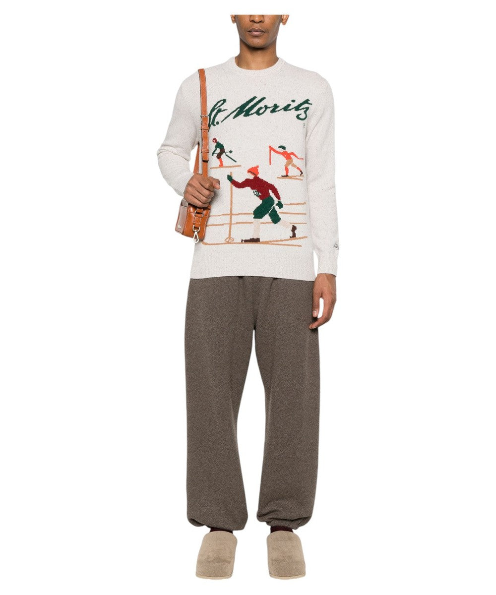 Maglione St Moritz Skier Bianco Effetto Melange con Intarsio-Mc2 Saint Barth-Maglieria-Vittorio Citro Boutique