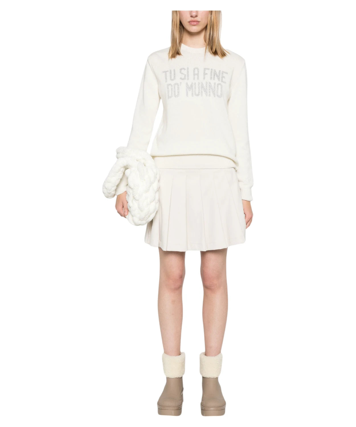 Maglione New Queen Bianco in Lana con Dettagli Lurex-Mc2 Saint Barth-Maglieria-Vittorio Citro Boutique