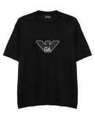 T-shirt Emporio Armani Nera con Logo Ricamato-Emporio Armani-T-shirt-Vittorio Citro Boutique