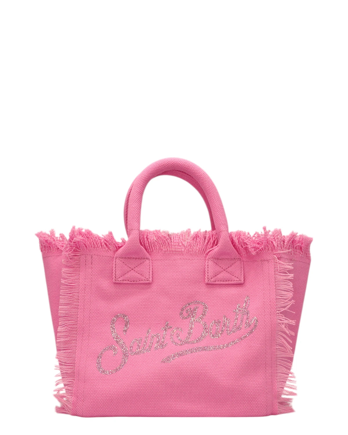 Borsa Colette in Tela di Cotone Rosa con Scritta Brillantinata-Borse a mano-Mc2 Saint Barth-Vittorio Citro Boutique