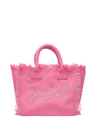 Borsa Colette in Tela di Cotone Rosa con Scritta Brillantinata-Borse a mano-Mc2 Saint Barth-Vittorio Citro Boutique