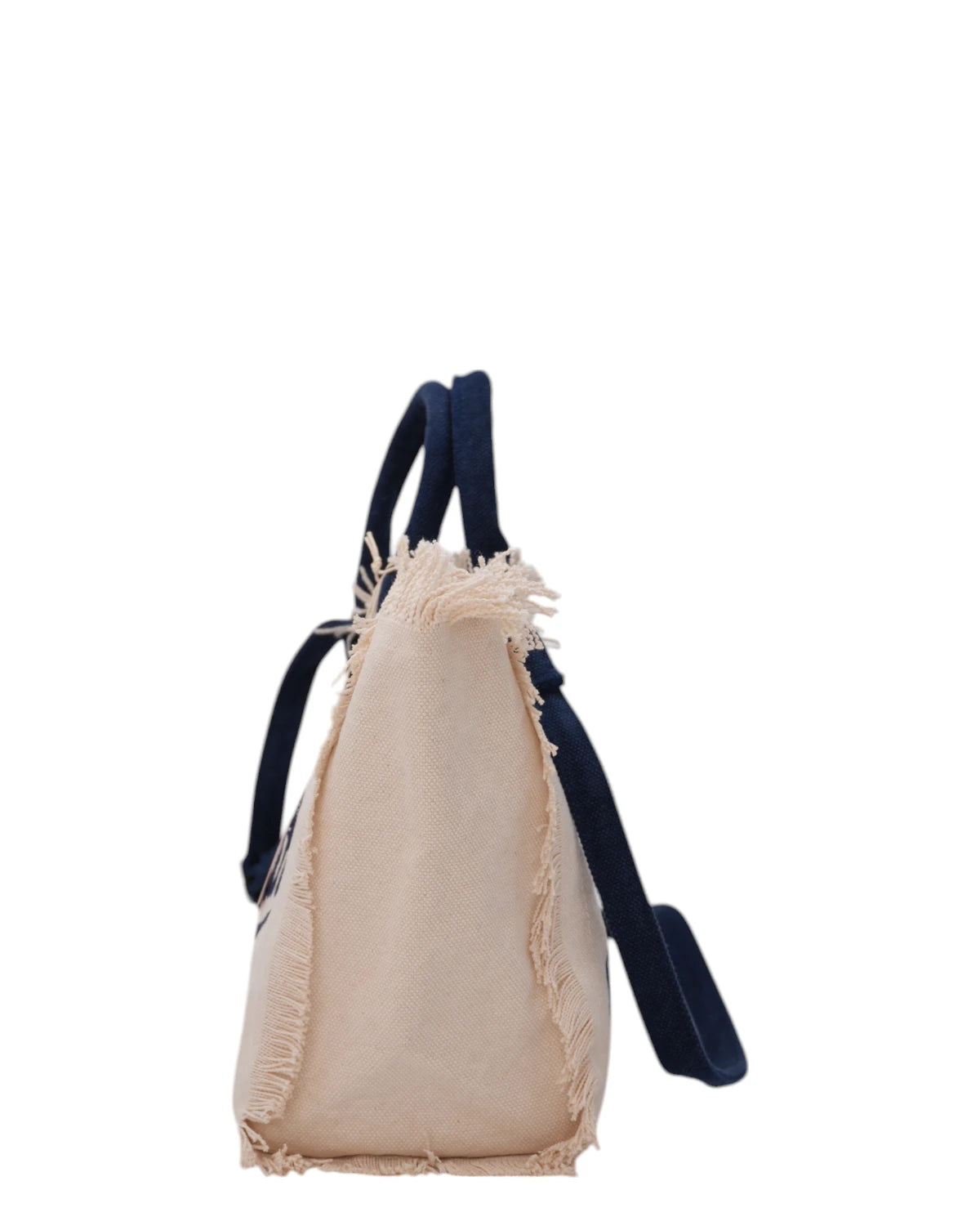 Borsa a Mano Colette in Tela di Cotone Indaco con Frange-Borse a mano-Mc2 Saint Barth-Vittorio Citro Boutique