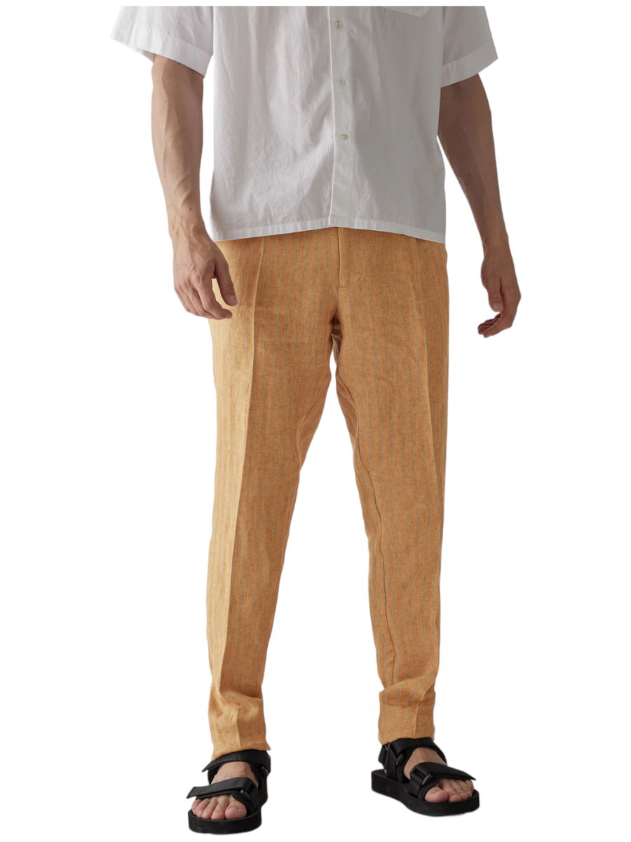 Pantaloni in lino con motivo a righe-Lardini-Pantaloni-Vittorio Citro Boutique