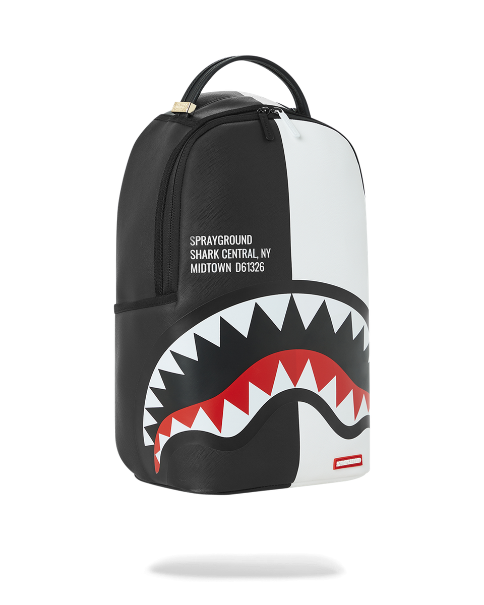 SHARK CENTRAL 2.0 SPLIT BLACK WHITE BACKPACK-Sprayground-Zaini-Vittorio Citro Boutique