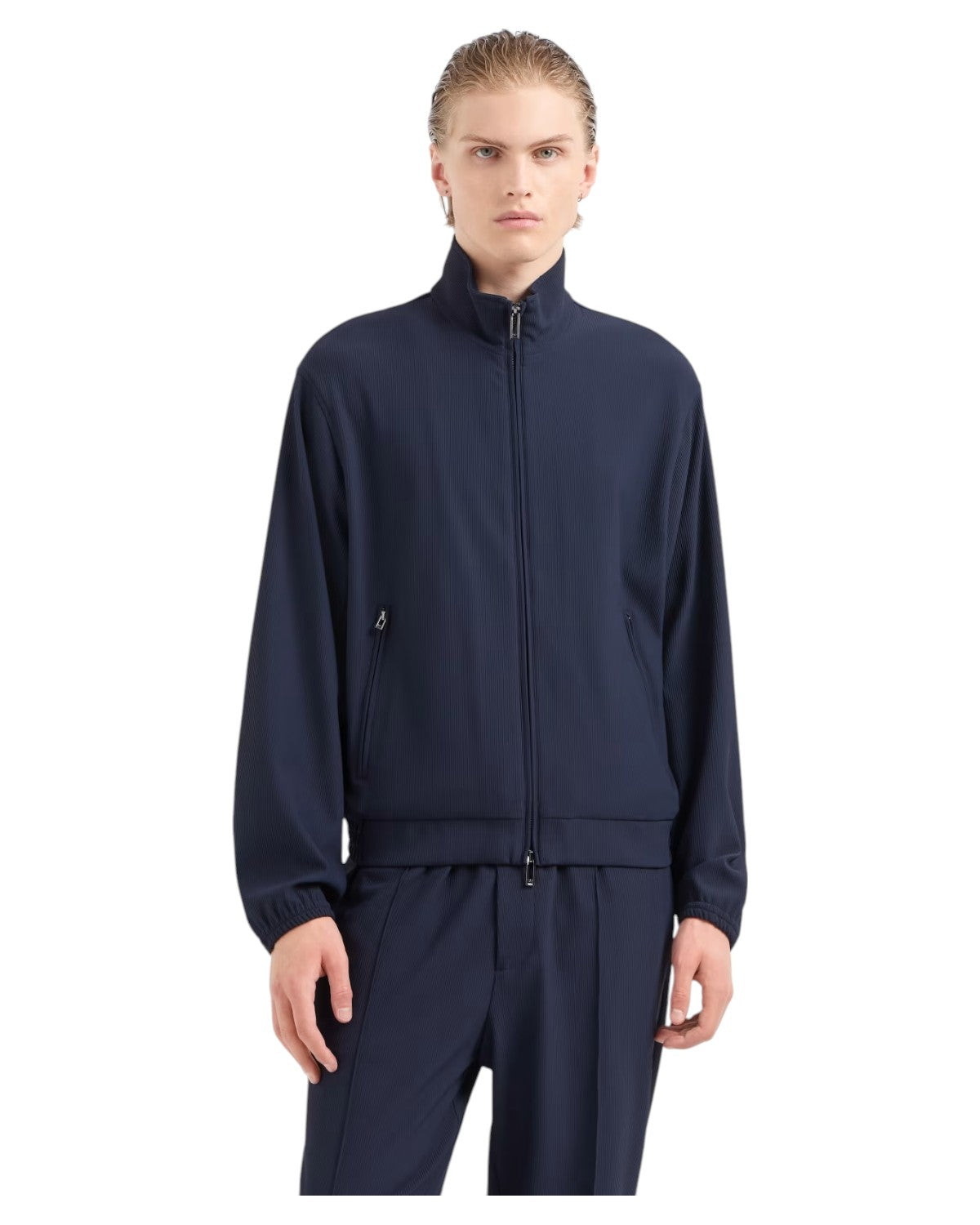 Blouson Full Zip in Nylon Stretch Effetto Canneté-Emporio Armani-Giacche-Vittorio Citro Boutique