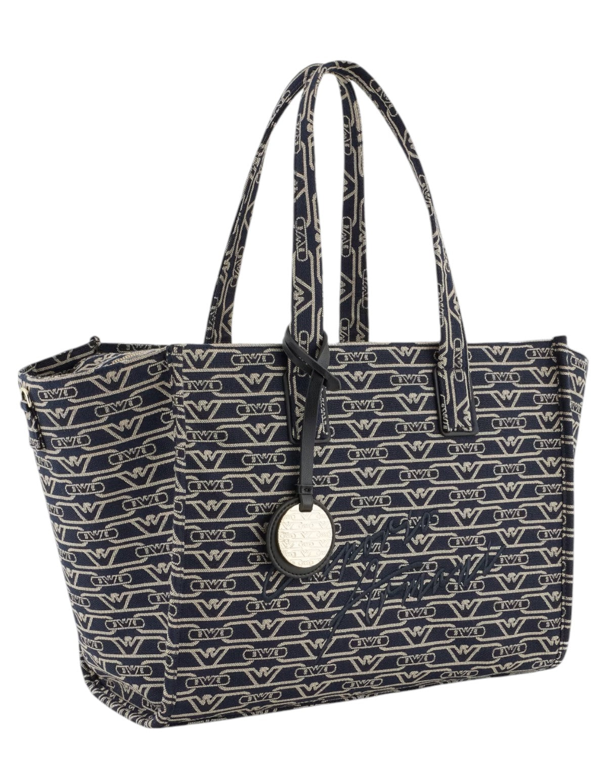 Shopper Media in Canvas Jacquard Monogram con Tracolla Regolabile-Emporio Armani-Borse a spalla-Vittorio Citro Boutique