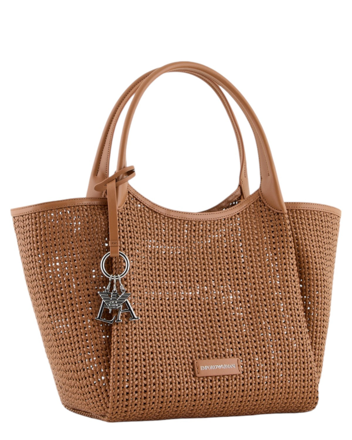 Shopper Intrecciata Grande con Charm Logo Emporio Armani-Borse a spalla-Emporio Armani-Vittorio Citro Boutique