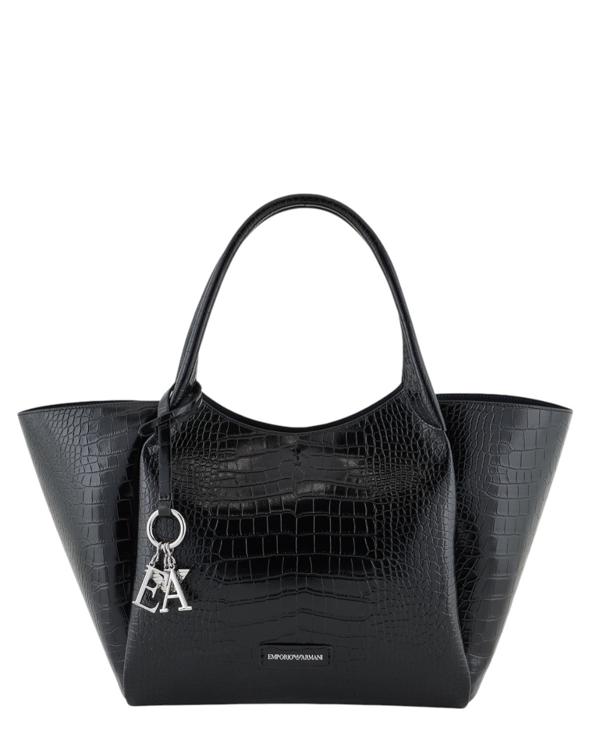 Maxi Shopper con Finish Stampa Cocco e Charm Logo-Emporio Armani-Borse a spalla-Vittorio Citro Boutique