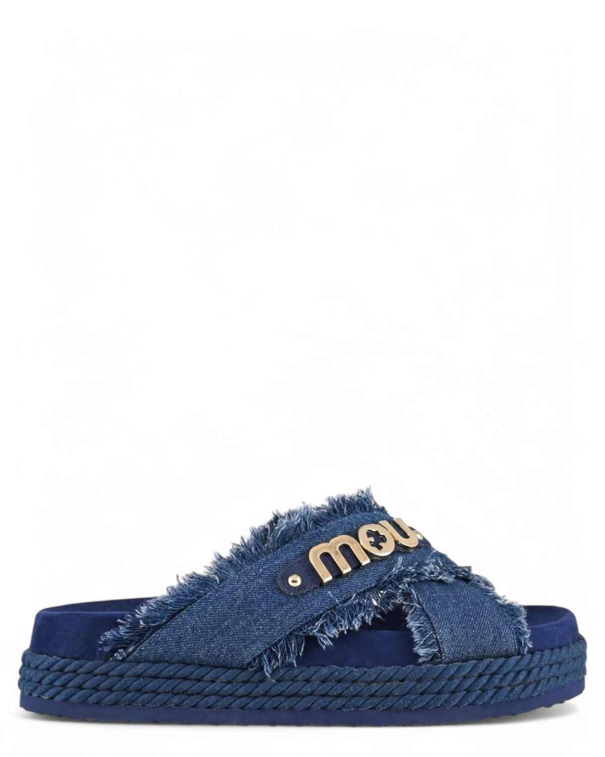 Criss-Cross Sandal Denim Mou con Suola in Corda-Ciabatte-Mou-Vittorio Citro Boutique