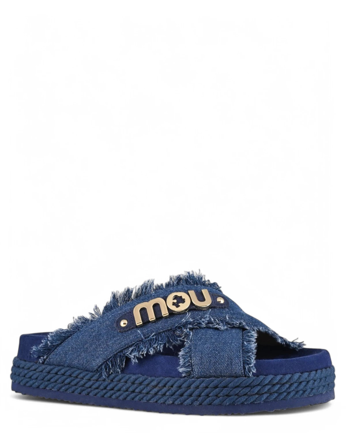 Criss-Cross Sandal Denim Mou con Suola in Corda-Ciabatte-Mou-Vittorio Citro Boutique