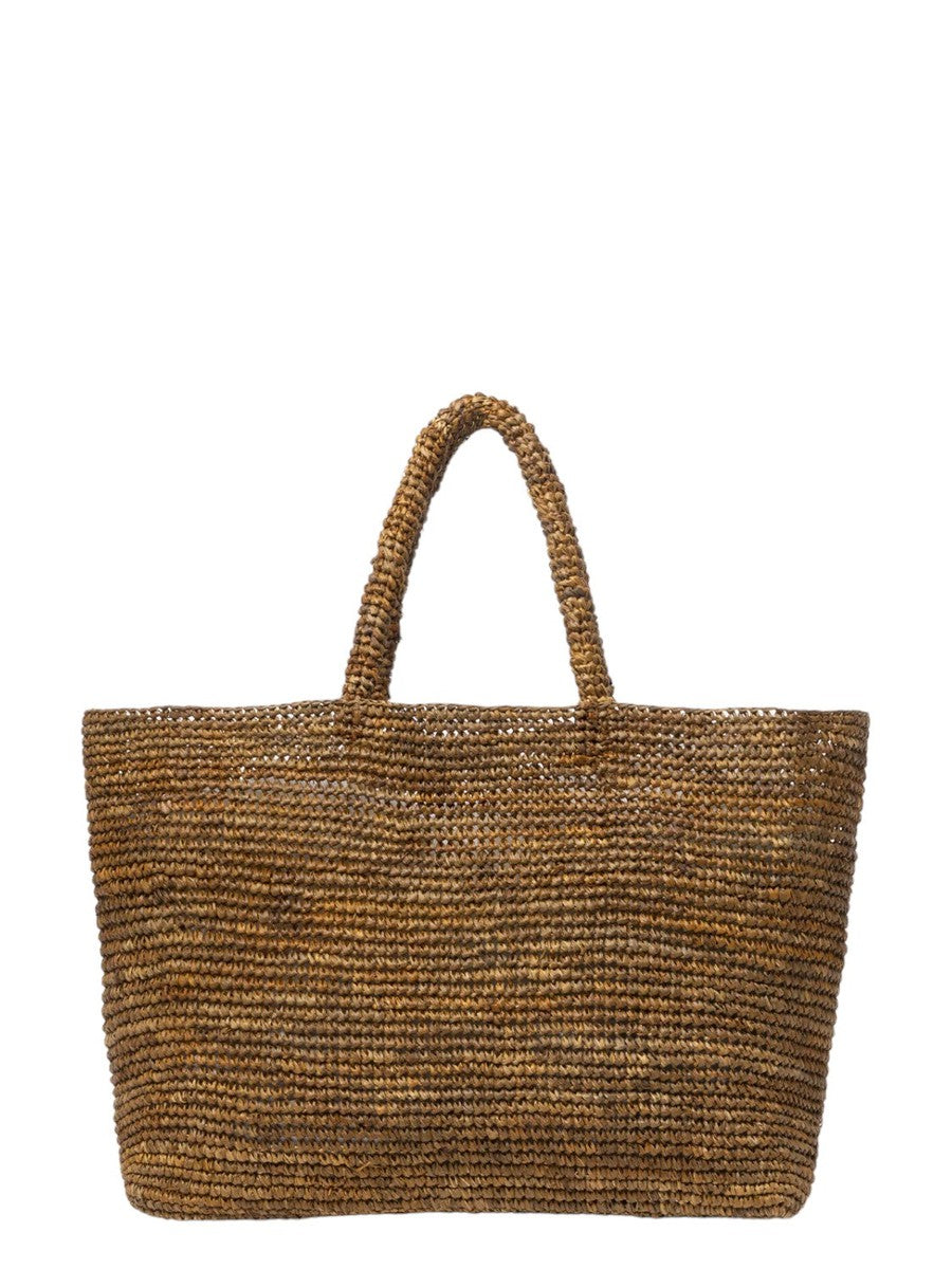 Borsa da spiaggia in rafia color cammello con custodia in cotone-Mc2 Saint Barth-Borse a spalla-Vittorio Citro Boutique