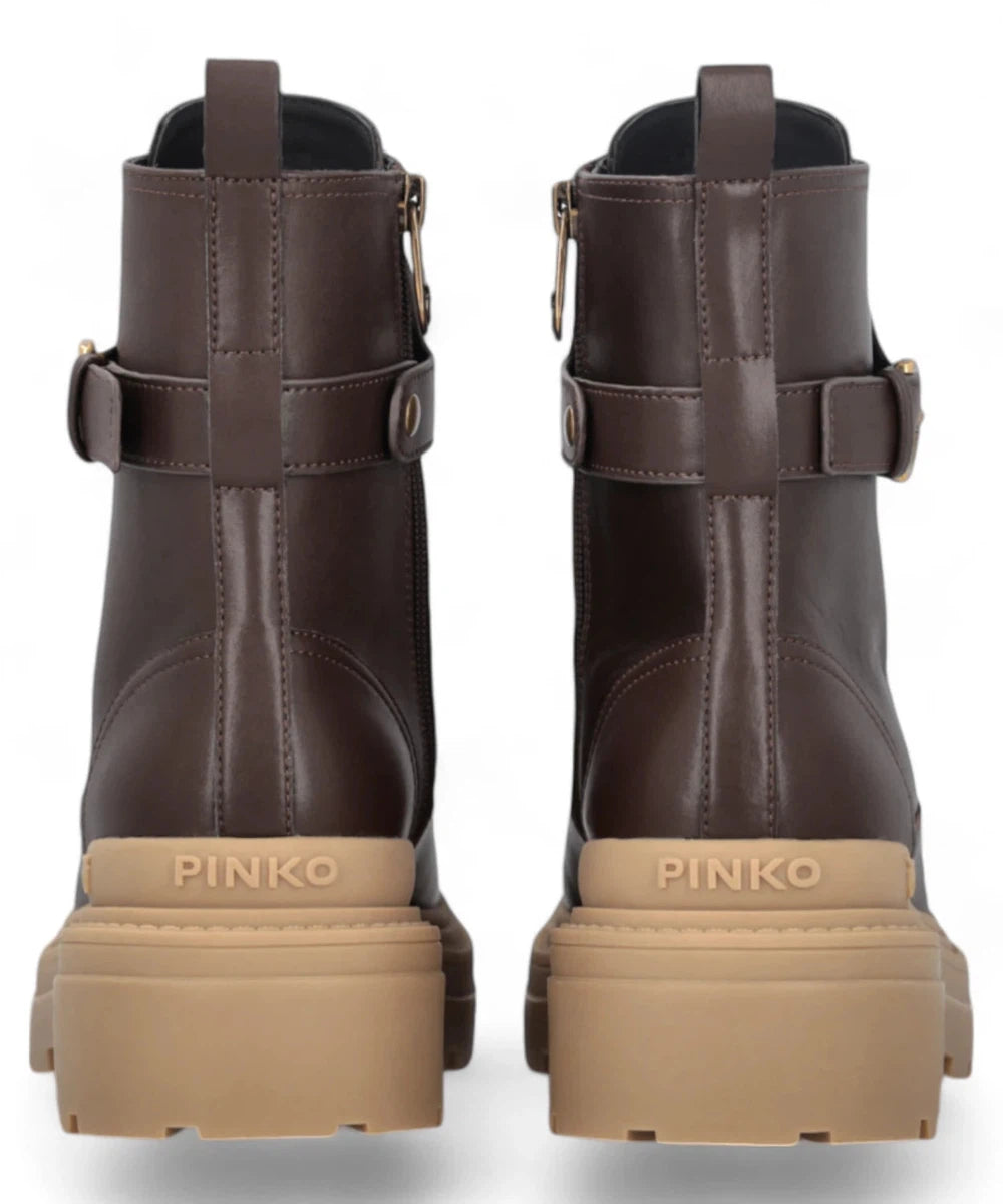 Anfibi in Pelle Ankle con Cinturino Logato-Pinko-Stivali-Vittorio Citro Boutique