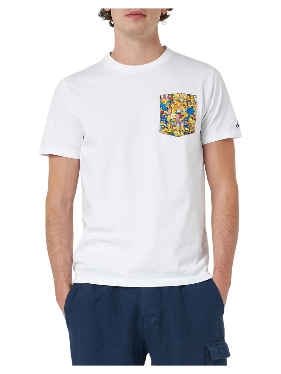 T-Shirt Uomo Blanche con Tasca dei Simpson: ©Edizione Speciale I Simpson-Mc2 Saint Barth-T-shirt-Vittorio Citro Boutique