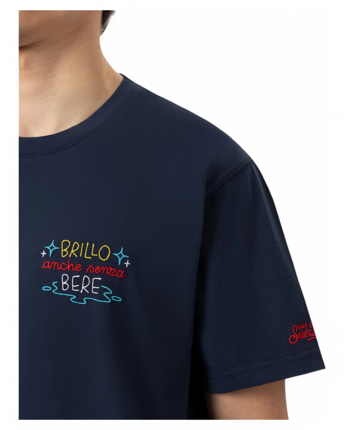 T-shirt Portofino con Ricamo “Brillo Senza Bere”-Mc2 Saint Barth-T-shirt-Vittorio Citro Boutique