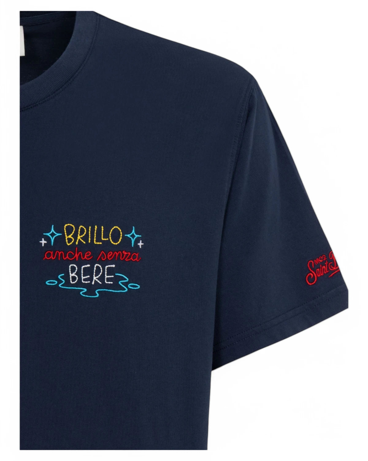 T-shirt Portofino con Ricamo “Brillo Senza Bere”-Mc2 Saint Barth-T-shirt-Vittorio Citro Boutique