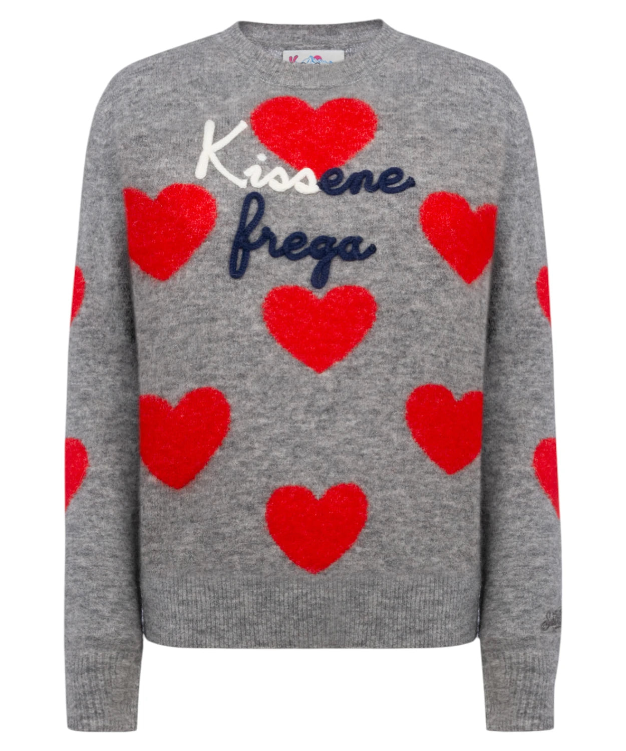 Maglione Grigio New Queen con Ricamo "Kissene Frega" e Motivo Cuore-Mc2 Saint Barth-Maglieria-Vittorio Citro Boutique