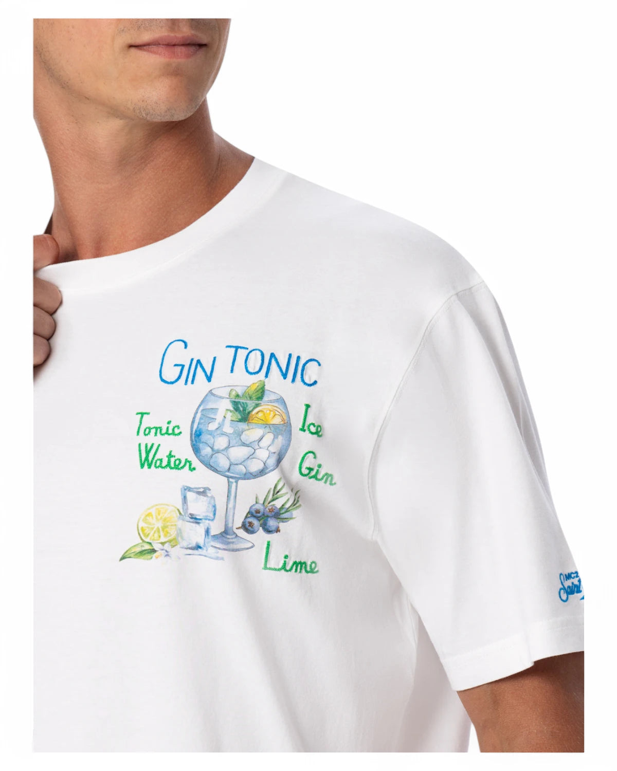 T-shirt in Cotone con Stampa e Ricamo Gin Tonic-Mc2 Saint Barth-T-shirt-Vittorio Citro Boutique