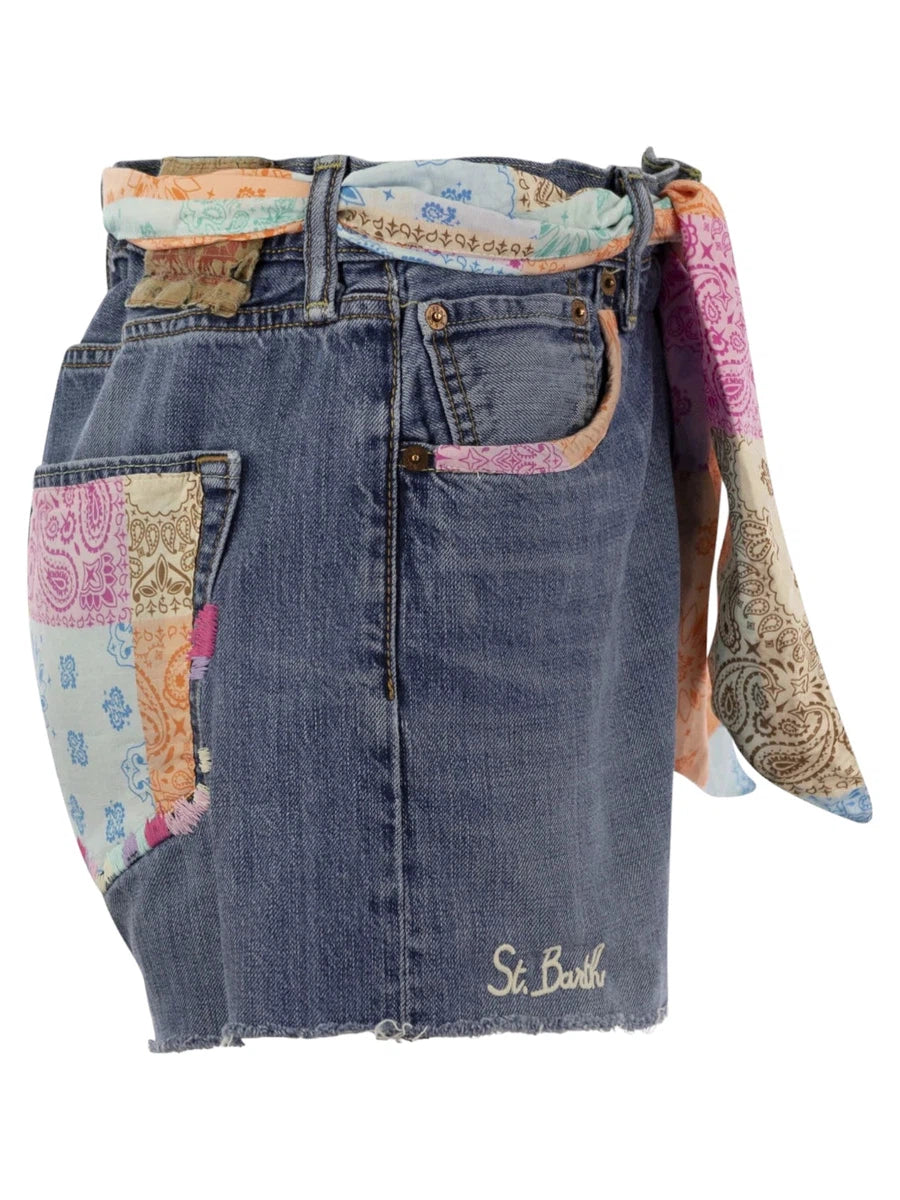 Pantaloncini in denim Bandana-Mc2 Saint Barth-Shorts-Vittorio Citro Boutique