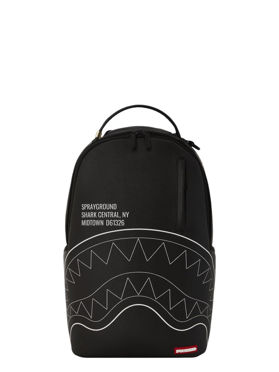 Zaino shark central solid black white line shark-Sprayground-Zaini-Vittorio Citro Boutique