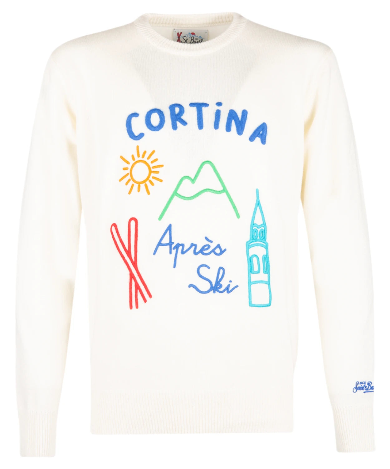 Maglione Heron Bianco con Ricamo "Cortina"-Mc2 Saint Barth-Maglieria-Vittorio Citro Boutique