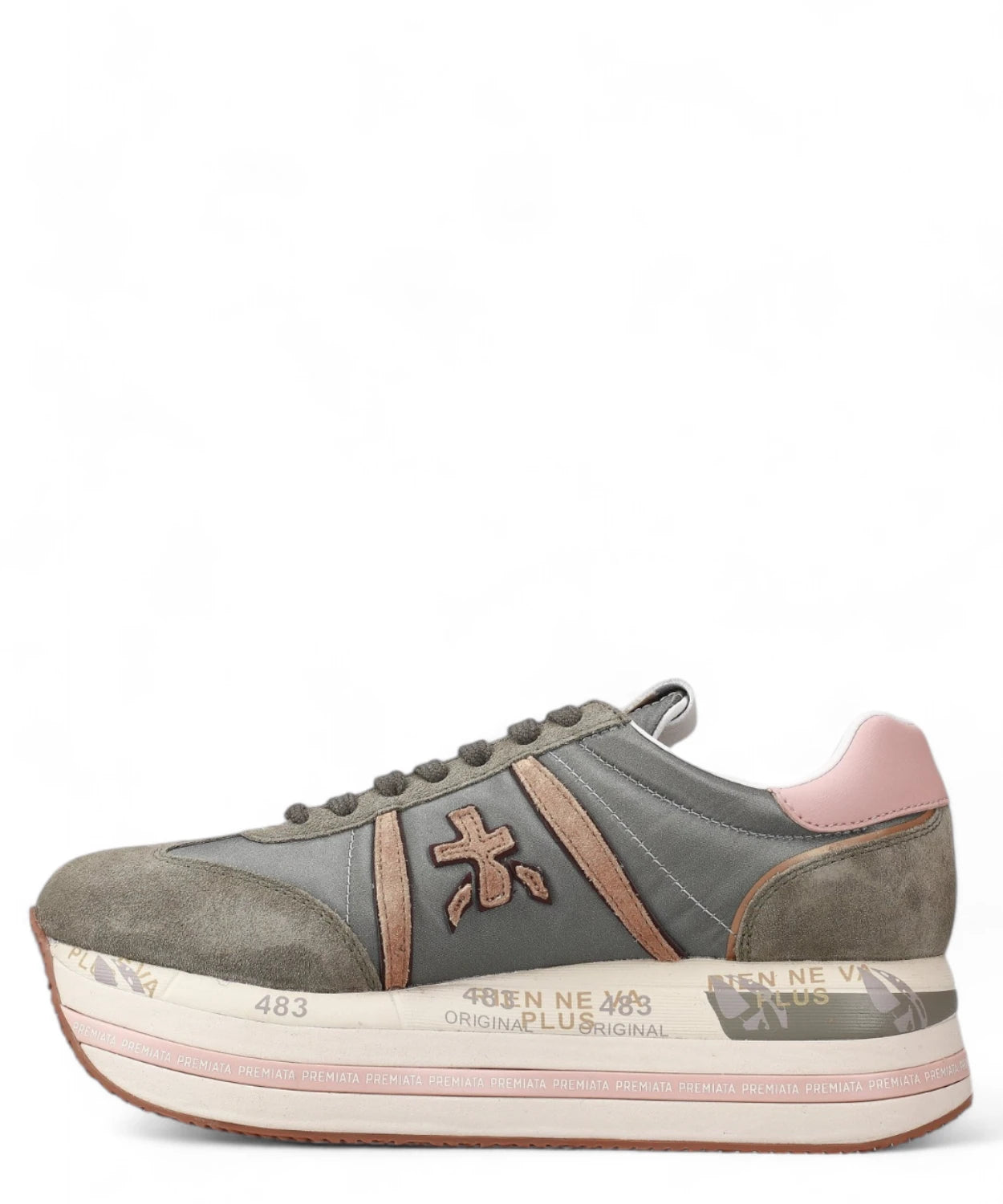 Sneakers Beth 6956 in Pelle e Tessuto con Logo a Contrasto-Premiata-Sneakers-Vittorio Citro Boutique