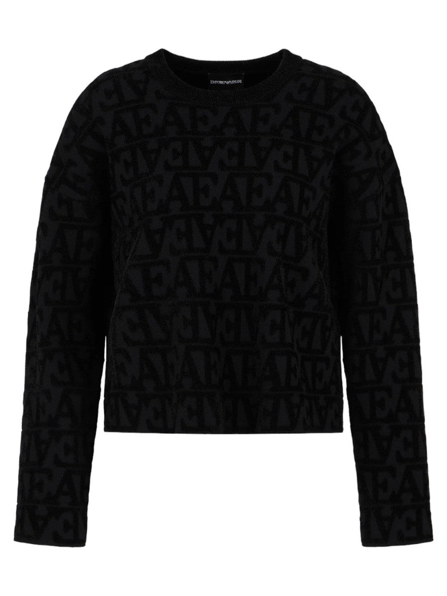 Maglione in Viscosa con Logo EA Jacquard-Emporio Armani-Maglieria-Vittorio Citro Boutique